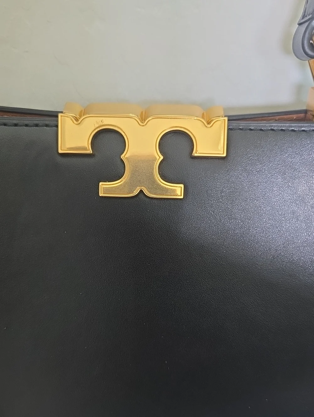 Tory Burch Mini Eleanor Satchel Bag Black Gold Toned Hardware Elegant Purse